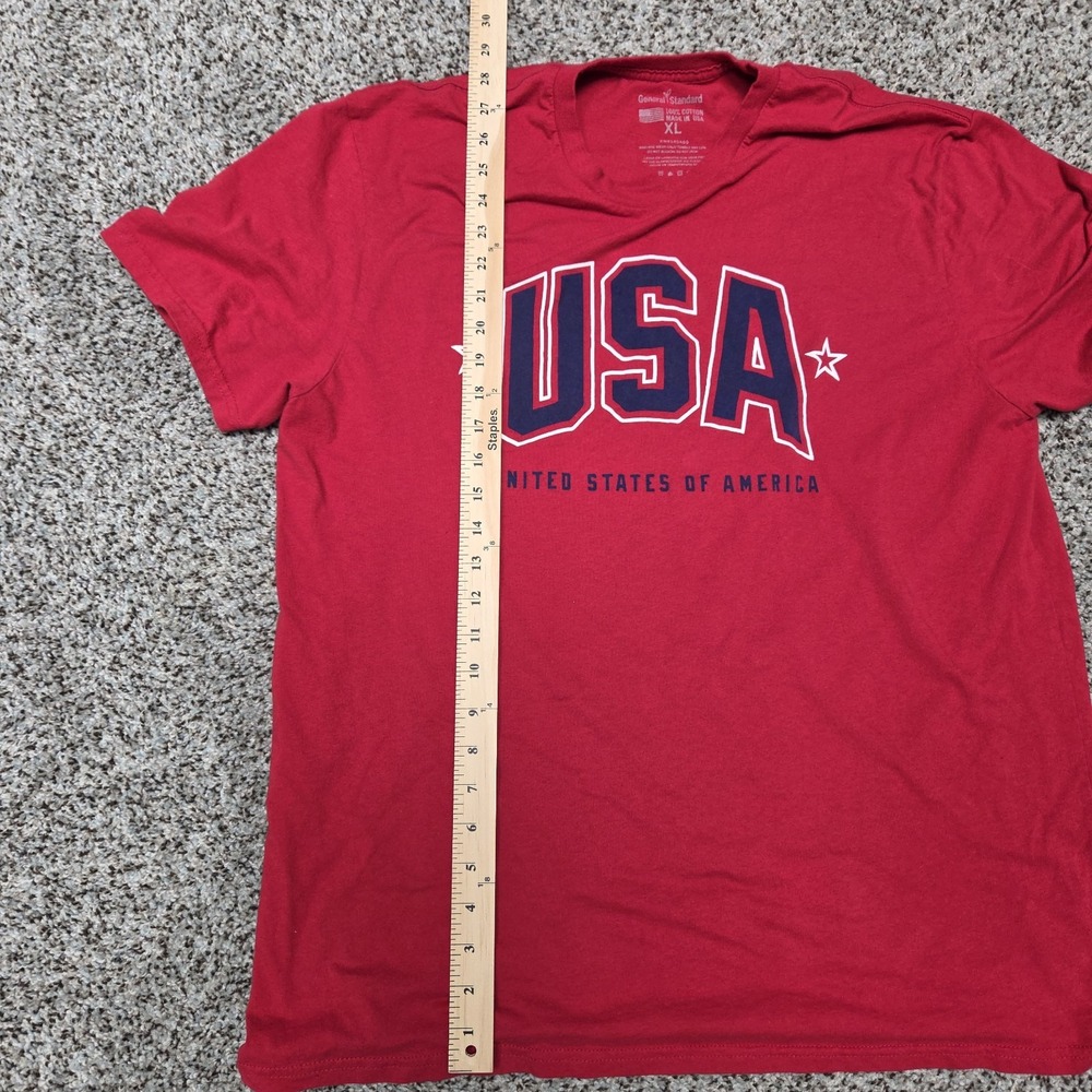 General Standard USA Shirt Men's XL Red Graphic Short Sleeves - Picture 5 of 7